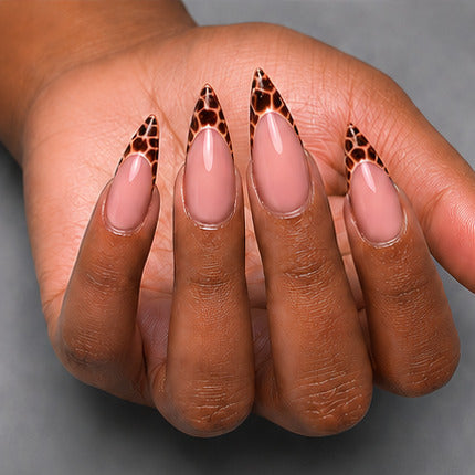 Leopard French acrylic nails