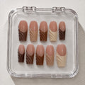 Mocha Marble French Tip Press-On Nails