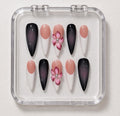 Black & Pink Floral Press-On Nails