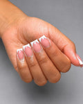 Abstract french mixed art short square nails