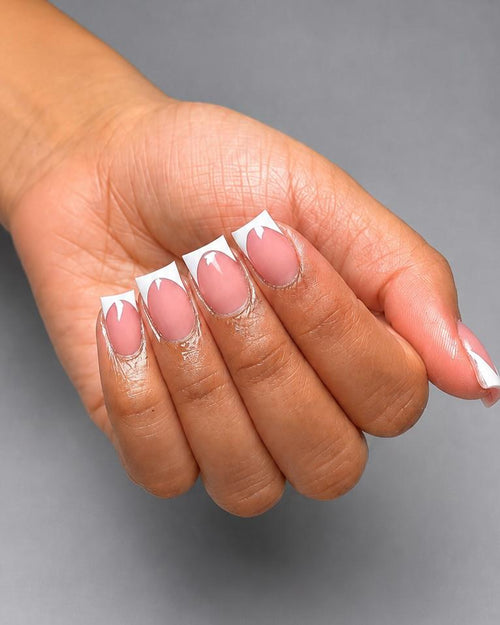 Abstract french mixed art short square nails