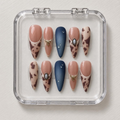 Cow print and navy press-on nail set