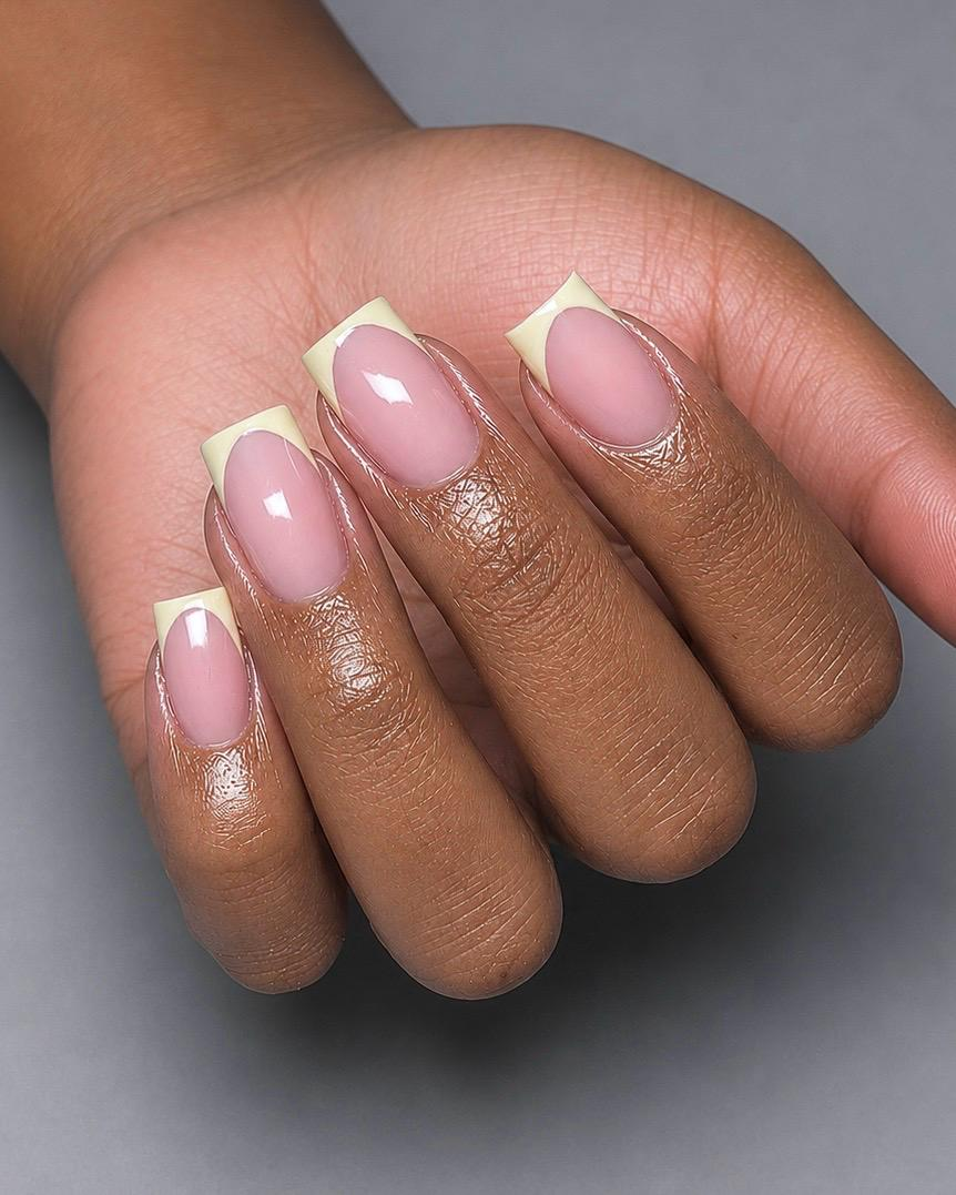 Butter French acrylic nail design
