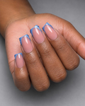 Blue Marble French acrylic nail design