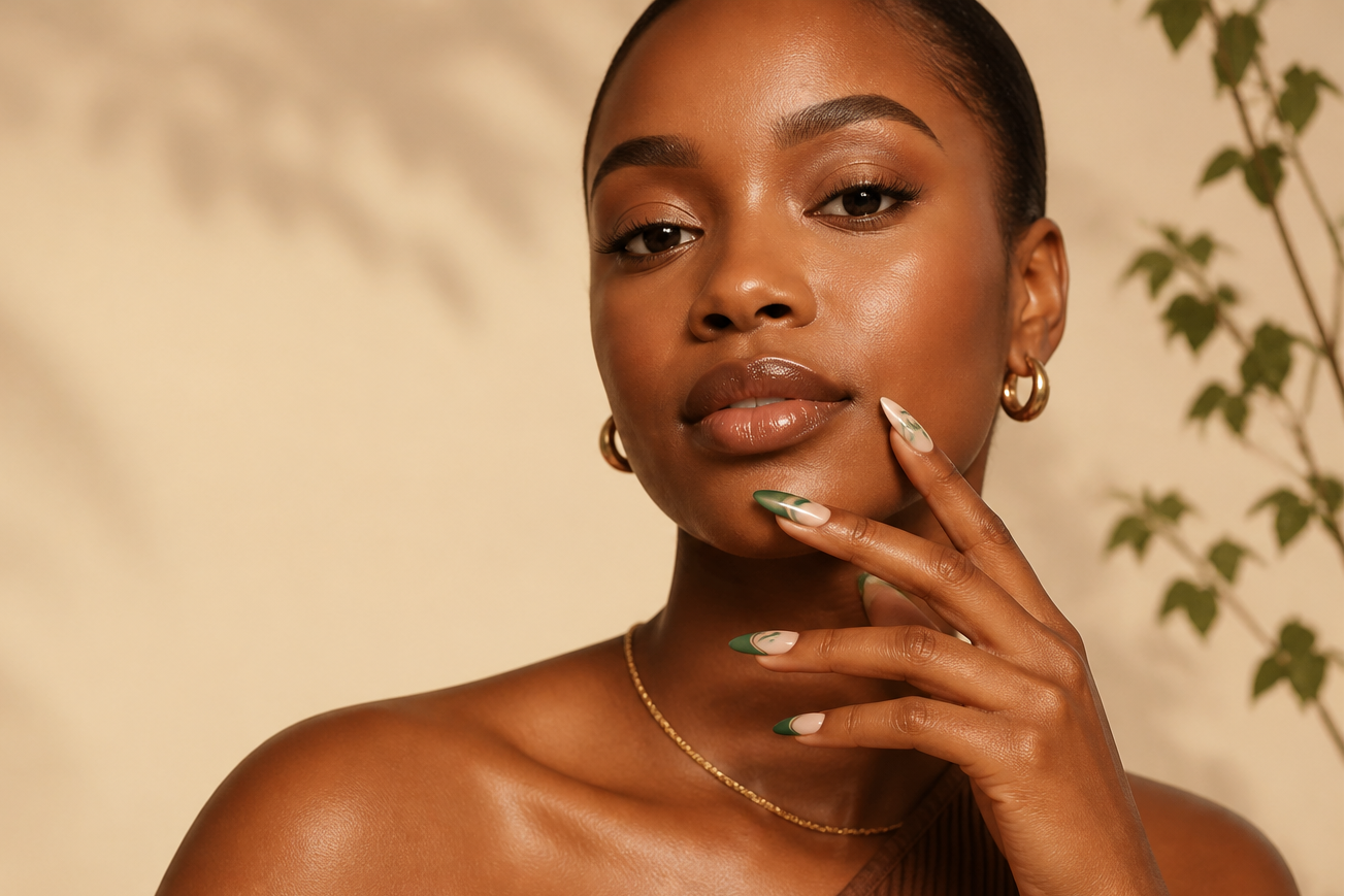 Model wearing Luvit Nails press-ons